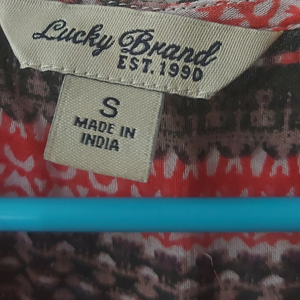 Lucky Brand Women's Printed Border Blouse S Bohemian Dopamine Fairycore Prints - Picture 9 of 10